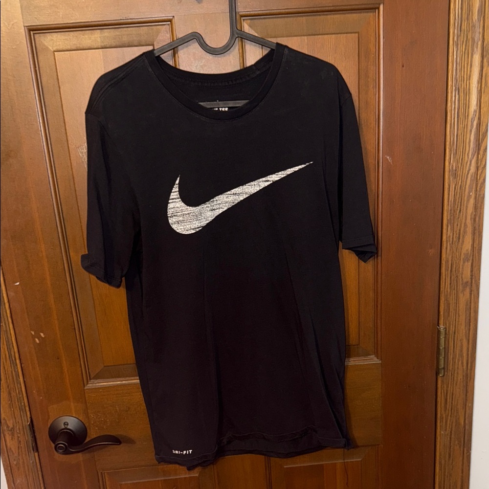 Nike Men's Black Tee with White Logo